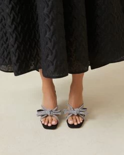 Loeffler Randall Margi Black/Rhinestone Suede Bow Heel -Outlet Velin Studio Store MARGI SKR BLACK 5