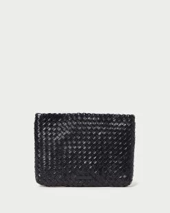 Loeffler Randall Marissa Black Flat Woven Clutch