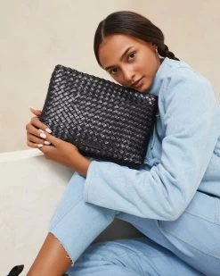 Loeffler Randall Marissa Black Flat Woven Clutch -Outlet Velin Studio Store MARISSA WL BLACK 5