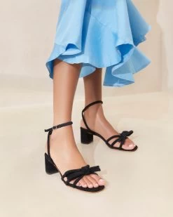 Loeffler Randall Mikel Black Bow Mid-Heel Sandal -Outlet Velin Studio Store MIKEL KS BLACK 059copy