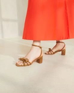 Loeffler Randall Mikel Cacao Bow Mid-Heel Sandal -Outlet Velin Studio Store MIKEL KS CACAO 1354