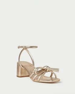 Loeffler Randall Mikel Champagne Bow Mid-Heel Sandal