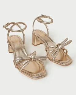 Loeffler Randall Mikel Champagne Bow Mid-Heel Sandal -Outlet Velin Studio Store MIKEL N CHMPN 3