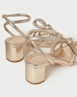 Loeffler Randall Mikel Champagne Bow Mid-Heel Sandal -Outlet Velin Studio Store MIKEL N CHMPN 4 1