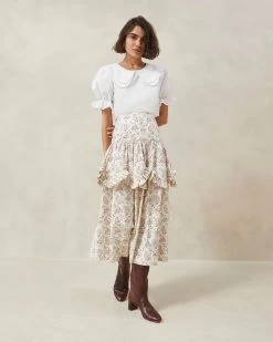 Loeffler Randall Milo Paisley Scalloped Ruffle Skirt