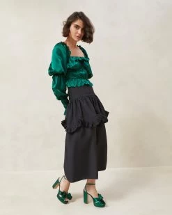 Loeffler Randall Milo Black Scalloped Ruffle Skirt