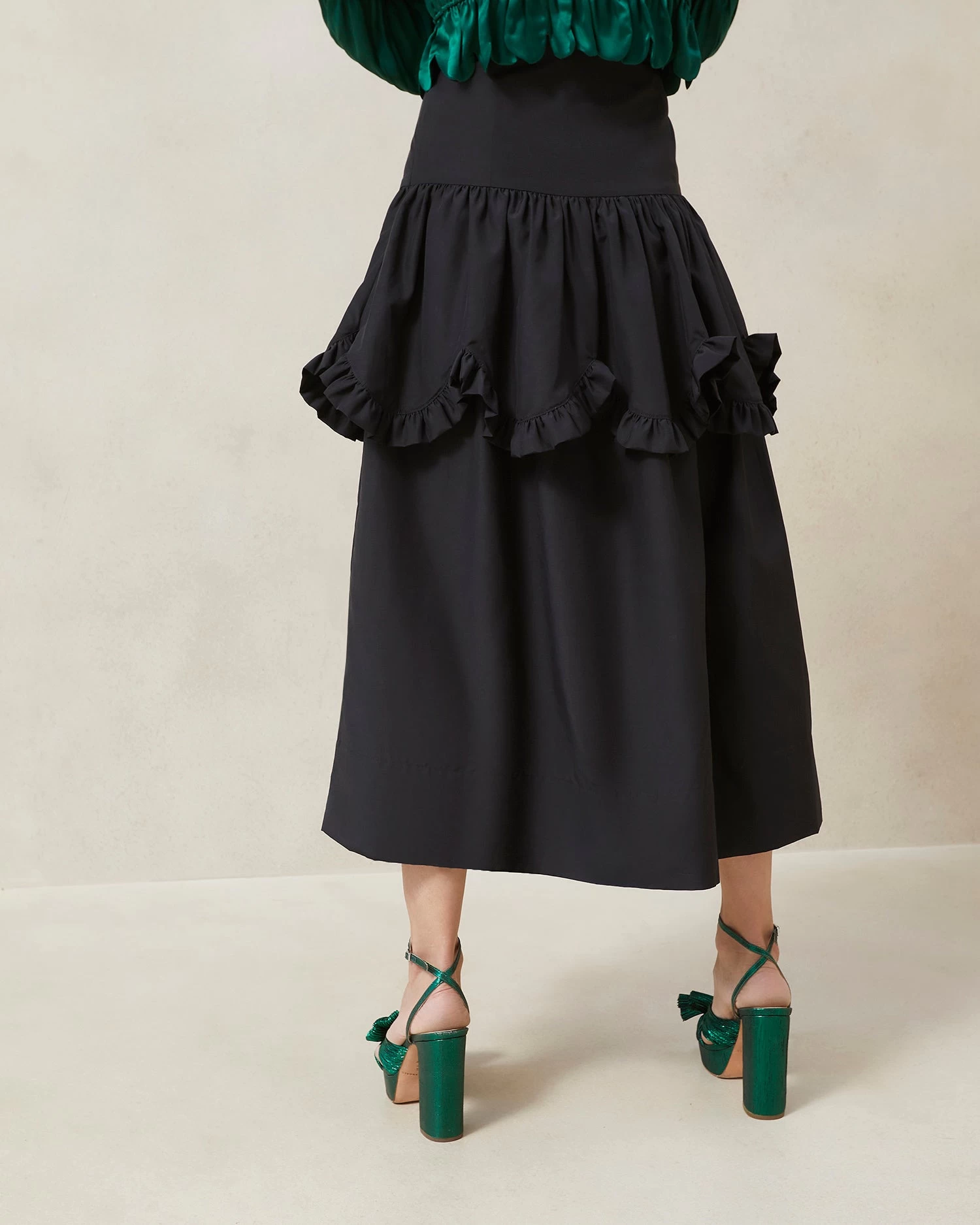 Loeffler Randall Milo Black Scalloped Ruffle Skirt 2 Loeffler Randall Milo Black Scalloped Ruffle Skirt - Image 2