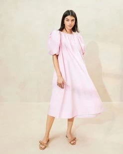 Loeffler Randall Mimi Pink Oversized Puff-Sleeve Dress