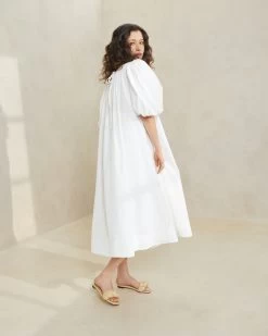 Loeffler Randall Mimi White Oversized Puff-Sleeve Dress -Outlet Velin Studio Store MIMI WHITE 063