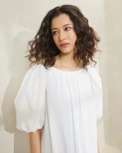 Loeffler Randall Mimi White Oversized Puff-Sleeve Dress -Outlet Velin Studio Store MIMI WHITE 123