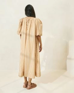 Loeffler Randall Mimi Stripe Oversized Puff-Sleeve Dress -Outlet Velin Studio Store MIMIMIDITENTDRESS BROST 1174