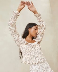 Loeffler Randall Misha Paisley Wavy Ruffle Top