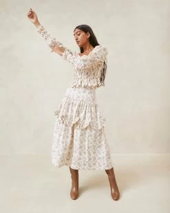 Loeffler Randall Misha Paisley Wavy Ruffle Top -Outlet Velin Studio Store MISHA CTNP CRPAF 3