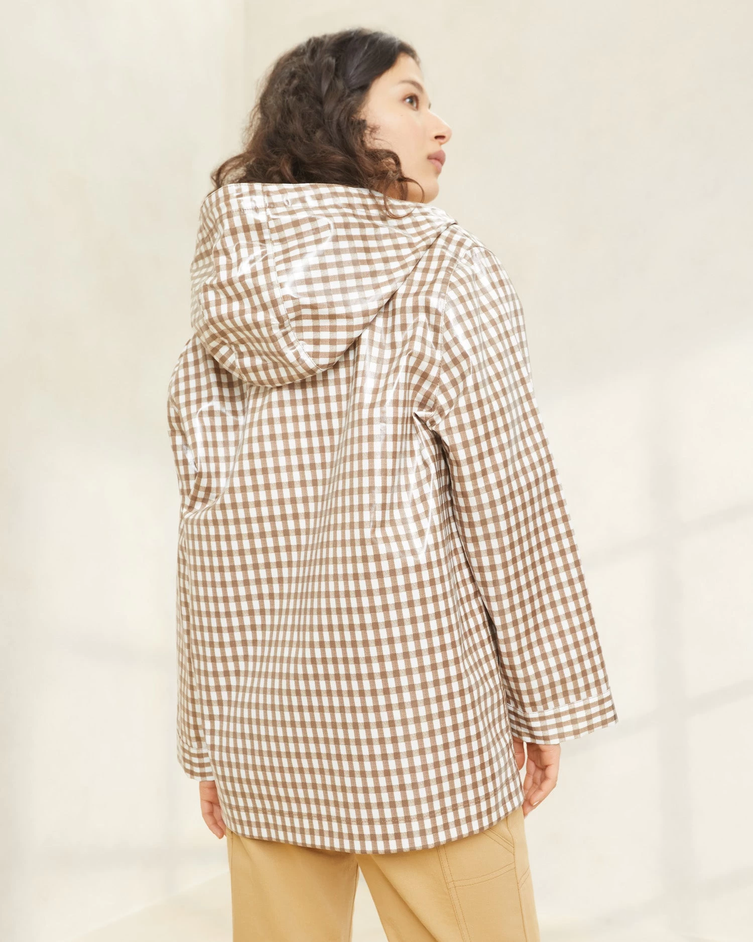 Loeffler Randall Misty Brown Gingham Rain Jacket 3 Loeffler Randall Misty Brown Gingham Rain Jacket - Image 3