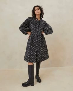 Loeffler Randall Nari Black Floral Coat Dress