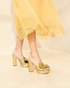 Loeffler Randall Natalia Oro Platform Bow Heel -Outlet Velin Studio Store NATALIA PLA ORO 056copy