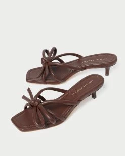 Loeffler Randall Neely Chocolate Bow Kitten-Heel Sandal 7 Loeffler Randall Neely Chocolate Bow Kitten-Heel Sandal -Outlet Velin Studio Store NELLY N CHOCO 3