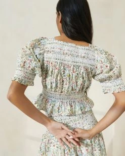 Loeffler Randall Nicola Floral Puff-Sleeve Cinched Blouse -Outlet Velin Studio Store NICOLACINCHEDBLOUSEWITHPUFFSLEEVE CCLPM 792 1