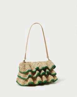 Loeffler Randall Odette Natural/Green Ruffle Clutch 7 Loeffler Randall Odette Natural/Green Ruffle Clutch -Outlet Velin Studio Store ODETTE R NATBN 3