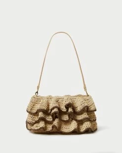 Loeffler Randall Odette Natural/Brown Ruffle Clutch