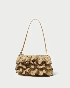 Loeffler Randall Odette Natural/Brown Ruffle Clutch -Outlet Velin Studio Store ODETTE R NATGR 3