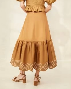 Loeffler Randall Opal Brown Ruffle-Hem Skirt -Outlet Velin Studio Store OPAL BROWN 124copy2 1