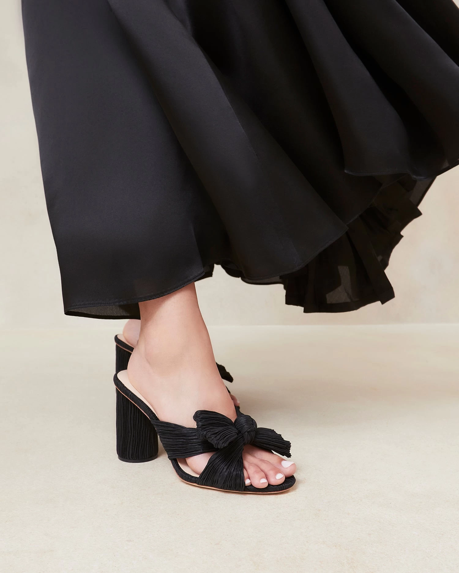 Loeffler Randall Penny Black Pleated Bow Heel 5 Loeffler Randall Penny Black Pleated Bow Heel - Image 5