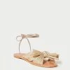 Loeffler Randall Peony Gold Pleated Bow Slide