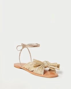 Loeffler Randall Peony Gold Pleated Bow Slide
