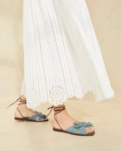 Loeffler Randall Peony Green Gingham Bow Slide -Outlet Velin Studio Store PEONY PLFA MGRGI 075copy