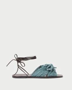 Loeffler Randall Peony Green Gingham Bow Slide -Outlet Velin Studio Store PEONY PLFA MGRGI 2