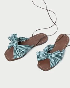 Loeffler Randall Peony Green Gingham Bow Slide -Outlet Velin Studio Store PEONY PLFA MGRGI 3