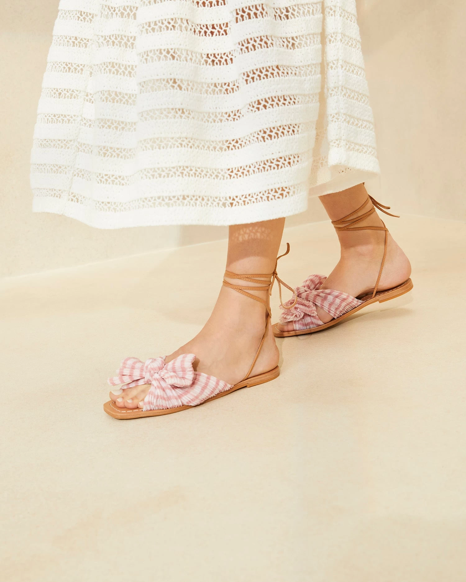 Loeffler Randall Peony Pink Gingham Bow Slide 5 Loeffler Randall Peony Pink Gingham Bow Slide - Image 5