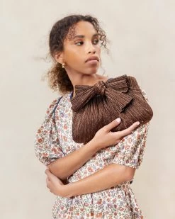 Loeffler Randall Rayne Mocha Bow Clutch -Outlet Velin Studio Store RAYNE PLA MOCHA 016copy