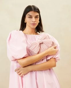 Loeffler Randall Rayne Pink Gingham Bow Clutch -Outlet Velin Studio Store RAYNE PLFA SPKGI 008copy