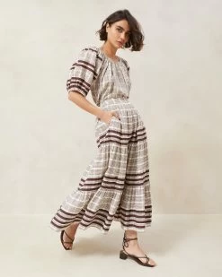 Loeffler Randall Romily Chocolate Plaid Tiered Skirt