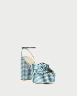 Loeffler Randall Roz Green Gingham Knot Platform