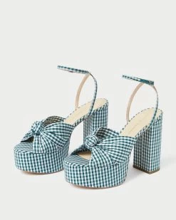 Loeffler Randall Roz Green Gingham Knot Platform 8 Loeffler Randall Roz Green Gingham Knot Platform -Outlet Velin Studio Store ROZ CTN MGRGI 4
