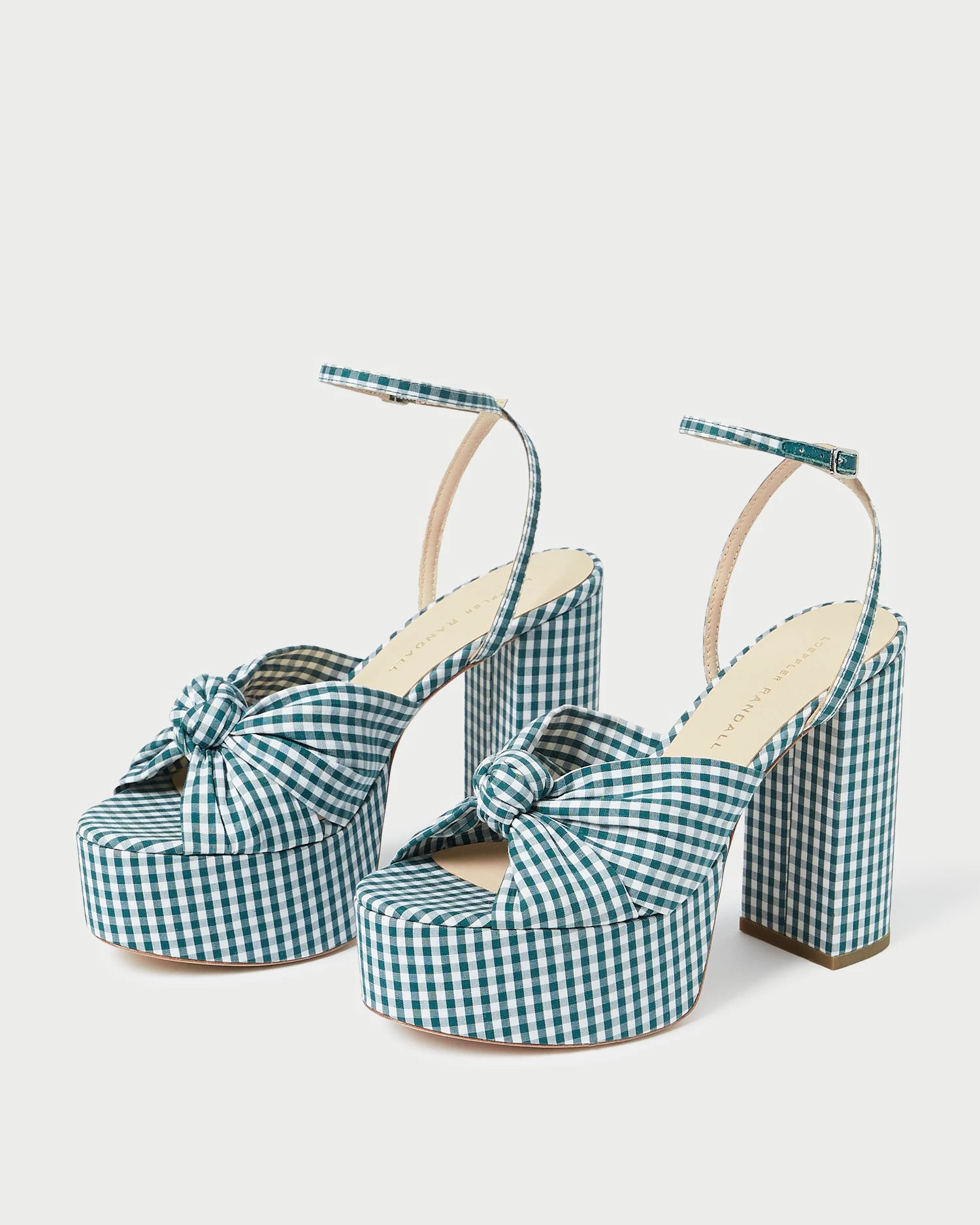 Loeffler Randall Roz Green Gingham Knot Platform 4 Loeffler Randall Roz Green Gingham Knot Platform - Image 4