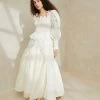 Loeffler Randall Suzette Cream Smocked Organza Dress