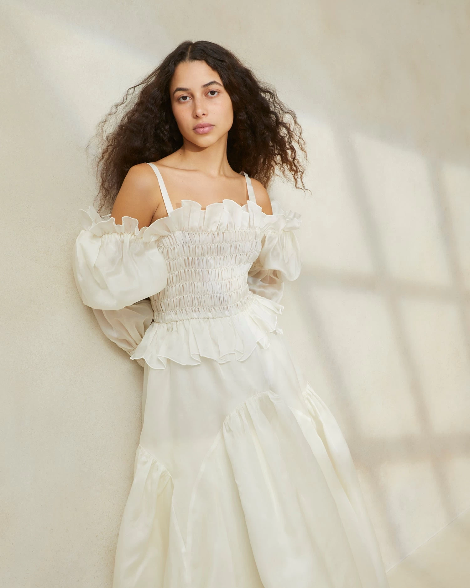 Loeffler Randall Suzette Cream Smocked Organza Dress 2 Loeffler Randall Suzette Cream Smocked Organza Dress - Image 2