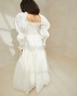 Loeffler Randall Suzette Cream Smocked Organza Dress 5 Loeffler Randall Suzette Cream Smocked Organza Dress -Outlet Velin Studio Store SUSETTE SO WHITE 3