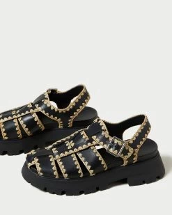 Loeffler Randall Talia Black/Natural Caged Sandal -Outlet Velin Studio Store TALIA RL BLANA 4