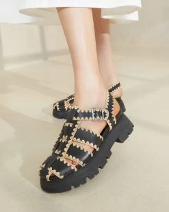 Loeffler Randall Talia Black/Natural Caged Sandal -Outlet Velin Studio Store TALIA RL BLANA 594