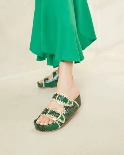 Loeffler Randall Theo Green/Natural Footbed Sandal -Outlet Velin Studio Store THEO RL GRENL 3504