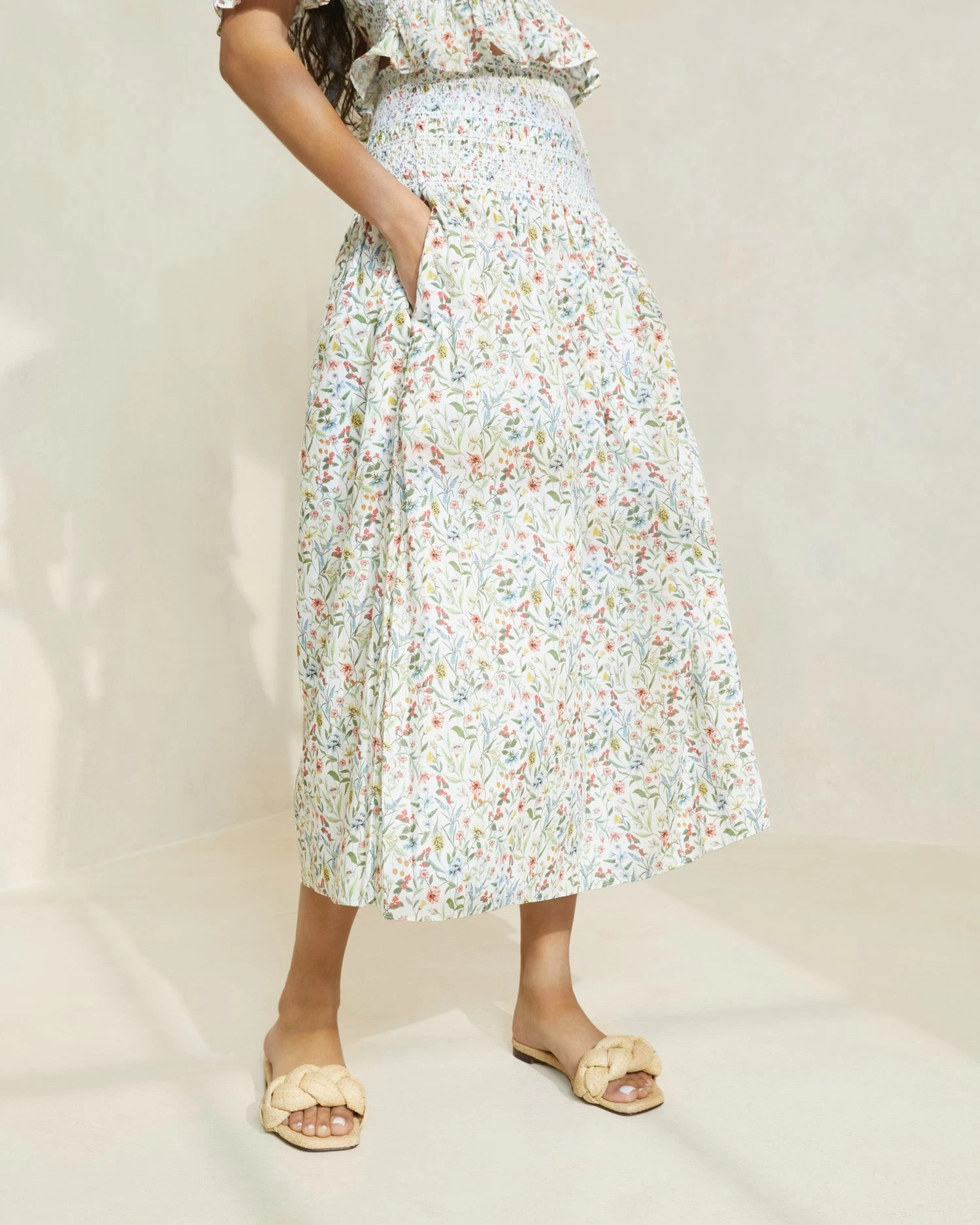 Loeffler Randall Theodora Floral Cinched-Waist Midi Skirt 2 Loeffler Randall Theodora Floral Cinched-Waist Midi Skirt - Image 2