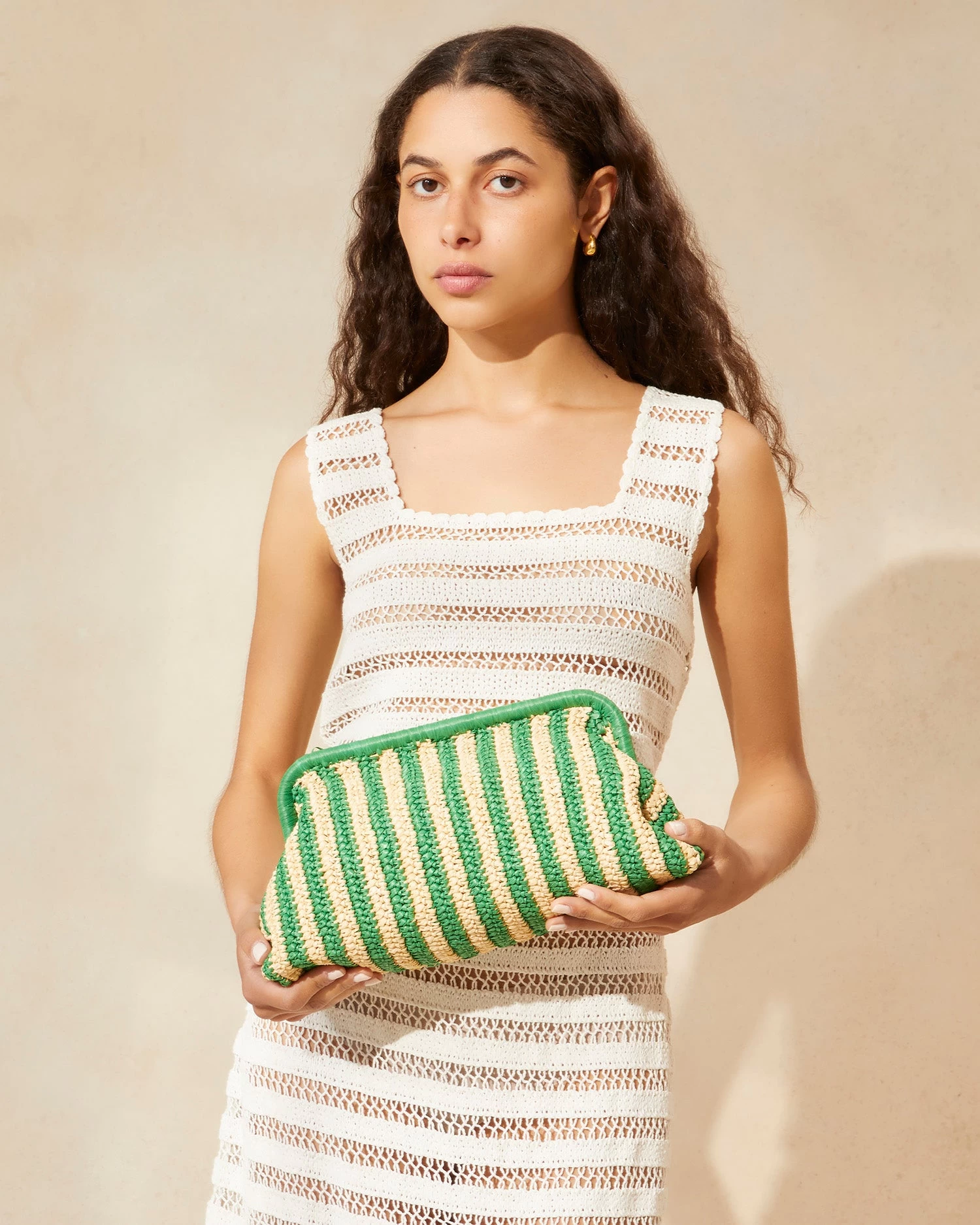 Loeffler Randall Trudie Natural/Green Frame Clutch 5 Loeffler Randall Trudie Natural/Green Frame Clutch - Image 5