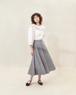 Loeffler Randall Wilda Grey Button-Front Skirt