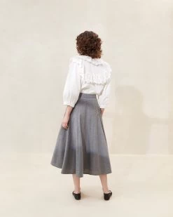 Loeffler Randall Wilda Grey Button-Front Skirt -Outlet Velin Studio Store WILDA WO GREY 070copy