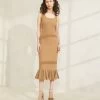 Loeffler Randall Yessica Brown Ruffle-Hem Tank Dress